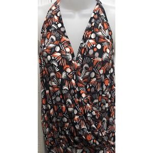 NWT Free People Sz L Daria Maxi Dress Black Orange Side Slit Cover Up Vacay F1